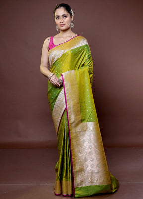 Green Katan Silk Saree With Blouse Piece