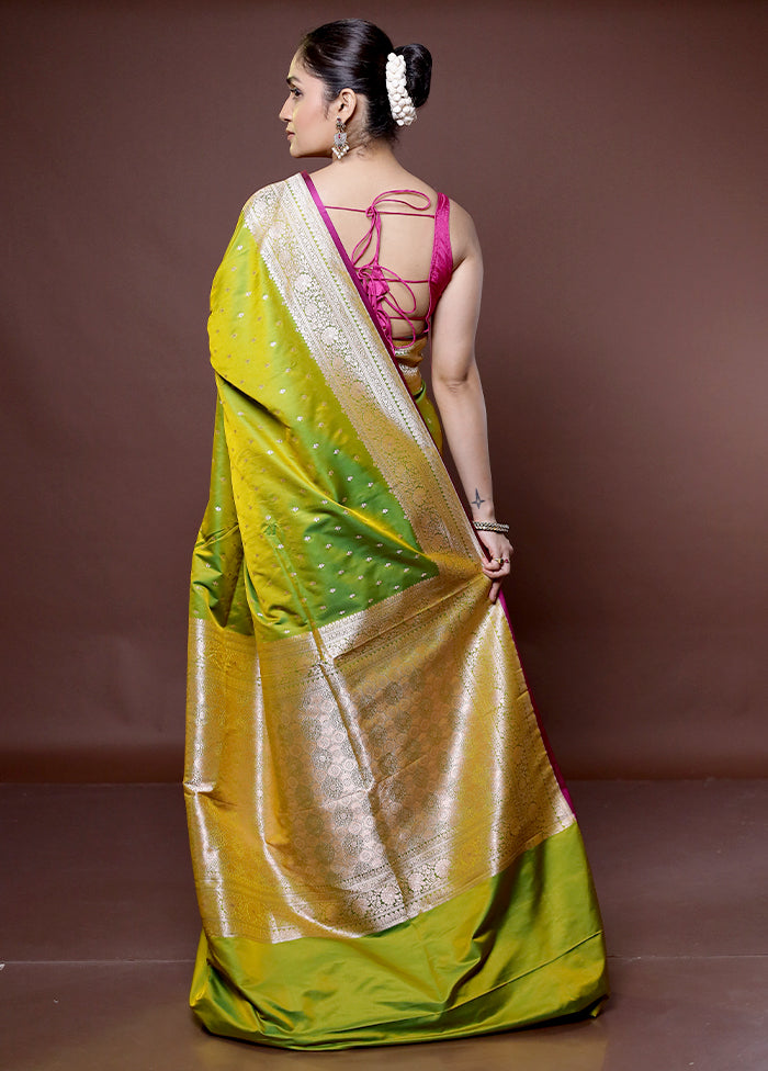 Green Katan Silk Saree With Blouse Piece