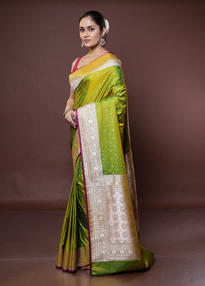 Green Katan Silk Saree With Blouse Piece