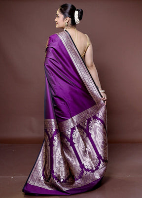 Purple Katan Silk Saree With Blouse Piece