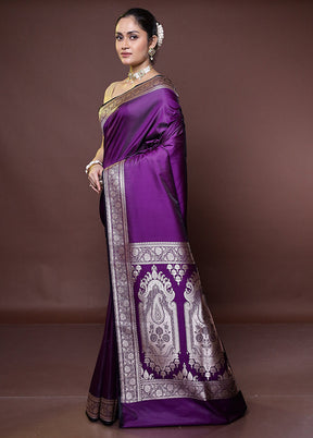 Purple Katan Silk Saree With Blouse Piece