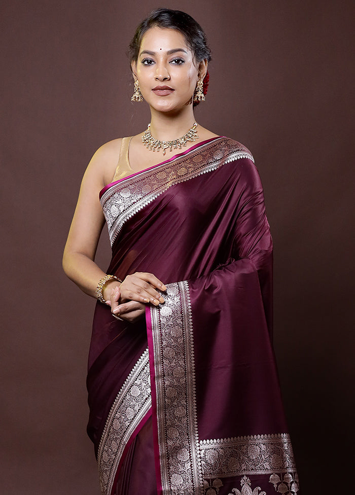 Maroon Katan Silk Saree With Blouse Piece