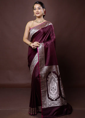 Maroon Katan Silk Saree With Blouse Piece