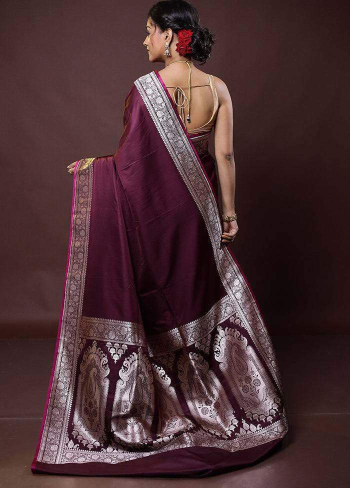 Maroon Katan Silk Saree With Blouse Piece