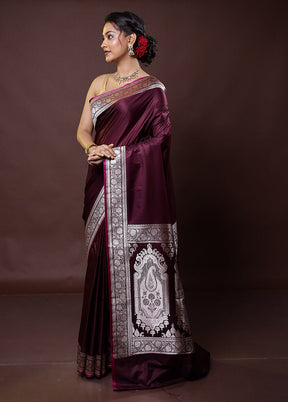 Maroon Katan Silk Saree With Blouse Piece