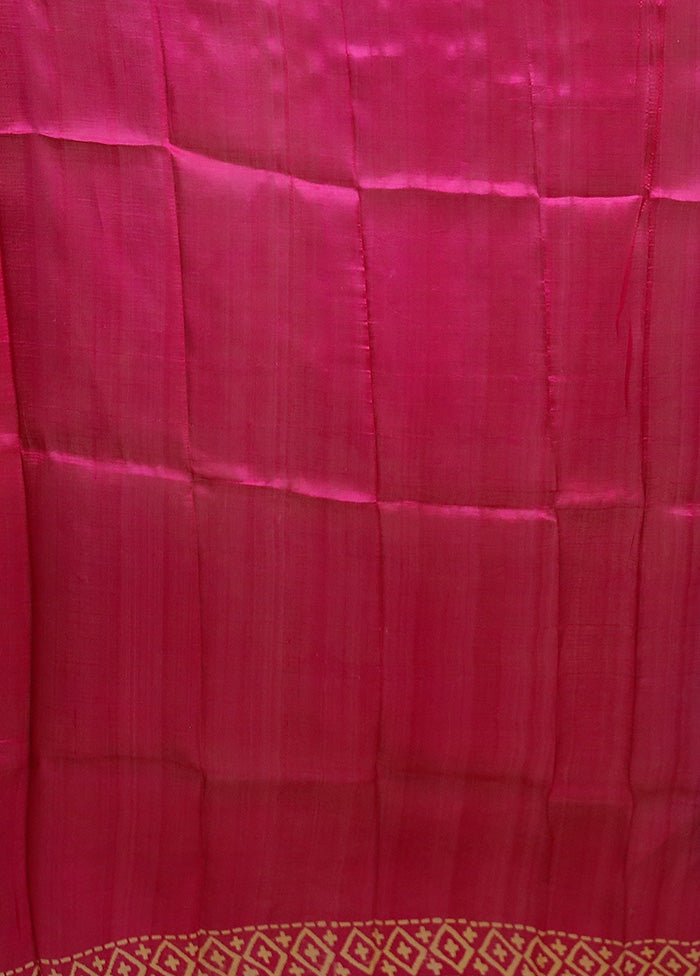 Blue Printed Pure Silk Saree Without Blouse Piece