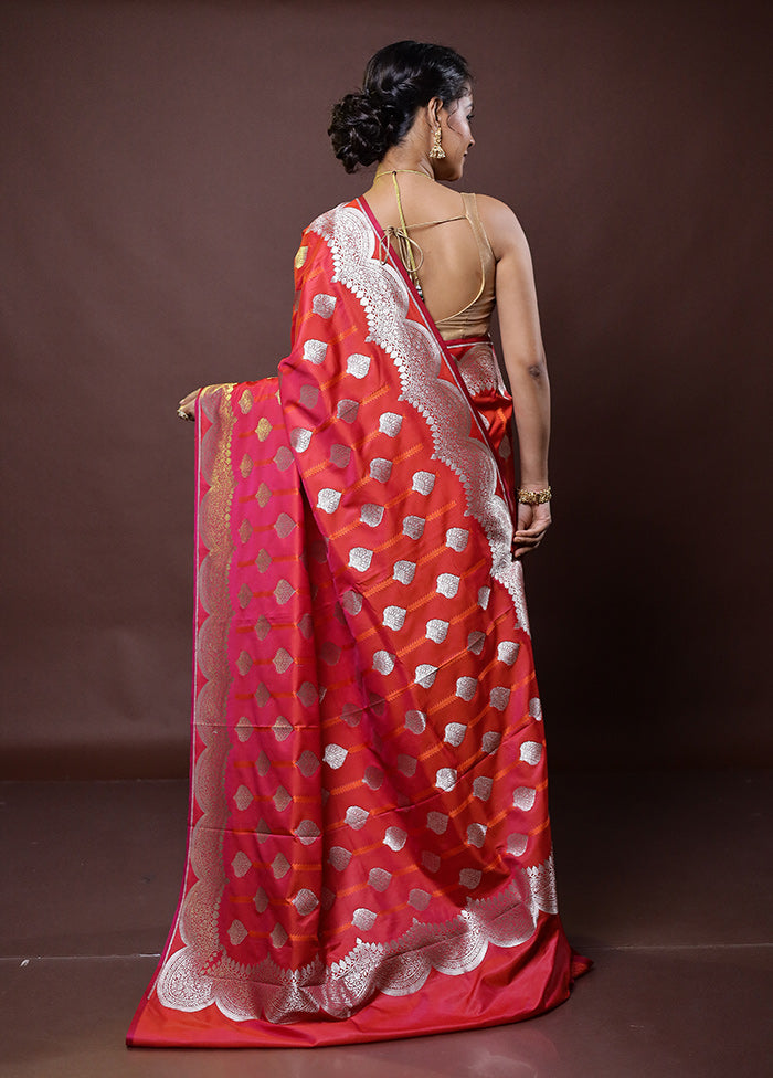 Pink Uppada Silk Saree With Blouse Piece