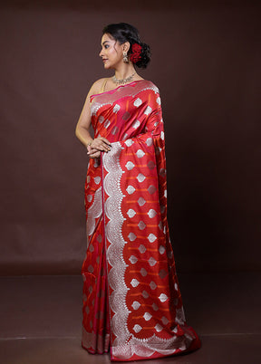 Pink Uppada Silk Saree With Blouse Piece