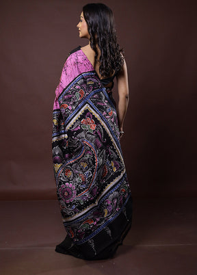 Pink Printed Pure Silk Saree Without Blouse Piece