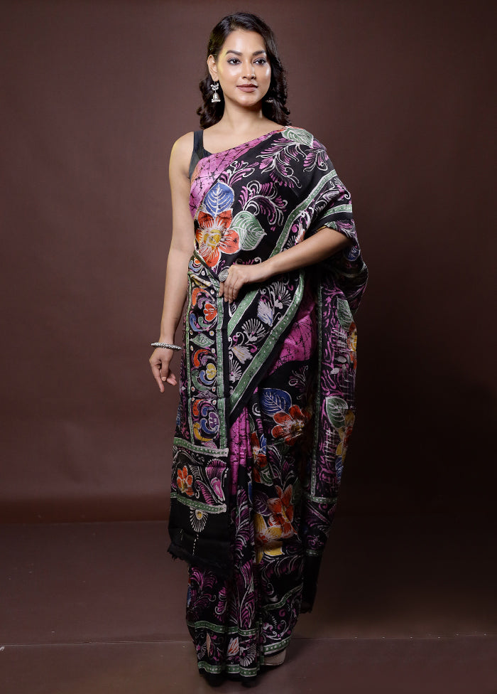 Multicolor Printed Pure Silk Saree Without Blouse Piece