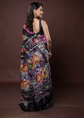 Multicolor Printed Pure Silk Saree Without Blouse Piece