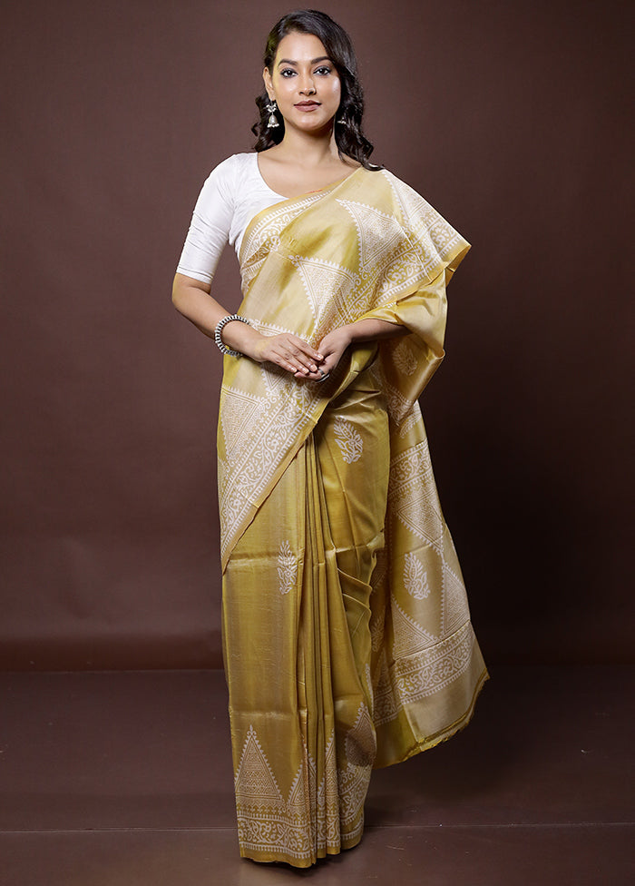 Cream Pure Bishnupuri Silk Saree Without Blouse Piece