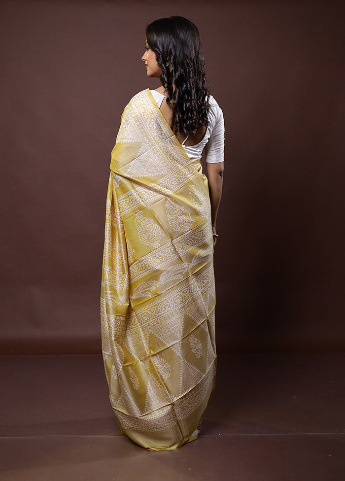 Cream Pure Bishnupuri Silk Saree Without Blouse Piece