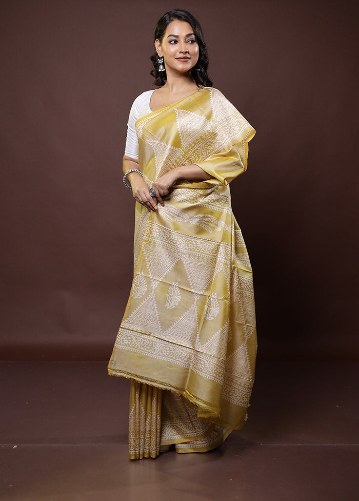 Cream Pure Bishnupuri Silk Saree Without Blouse Piece