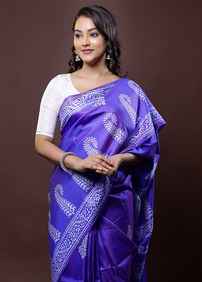 Purple Pure Bishnupuri Silk Saree Without Blouse Piece