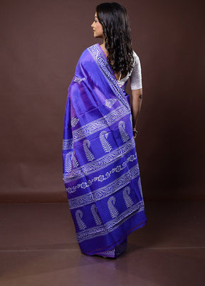 Purple Pure Bishnupuri Silk Saree Without Blouse Piece