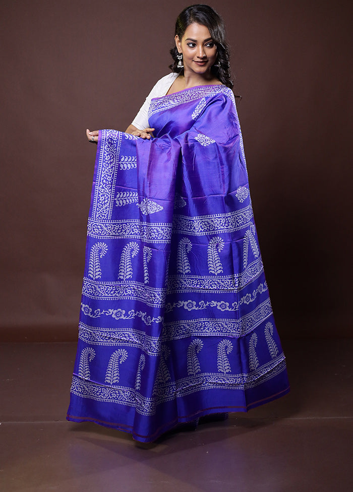 Purple Pure Bishnupuri Silk Saree Without Blouse Piece