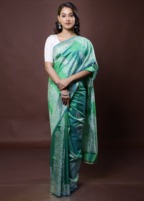 Green Pure Bishnupuri Silk Saree Without Blouse Piece