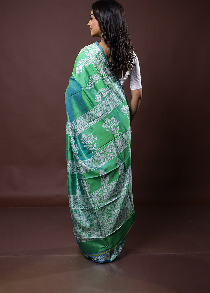 Green Pure Bishnupuri Silk Saree Without Blouse Piece