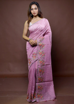 Purple Kota Cotton Saree With Blouse Piece