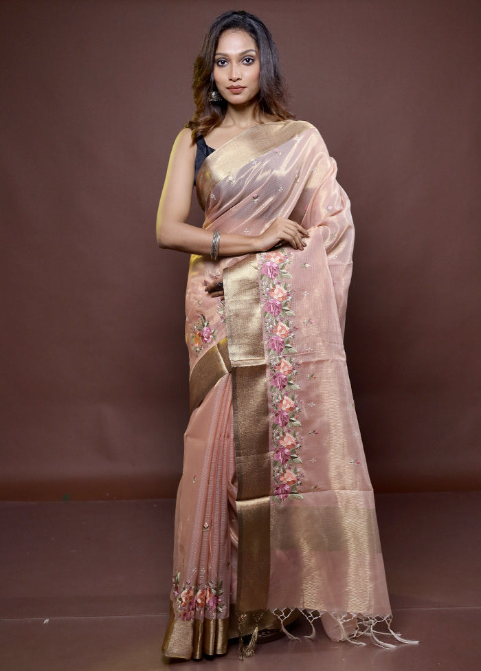 Pink Kota Cotton Saree With Blouse Piece