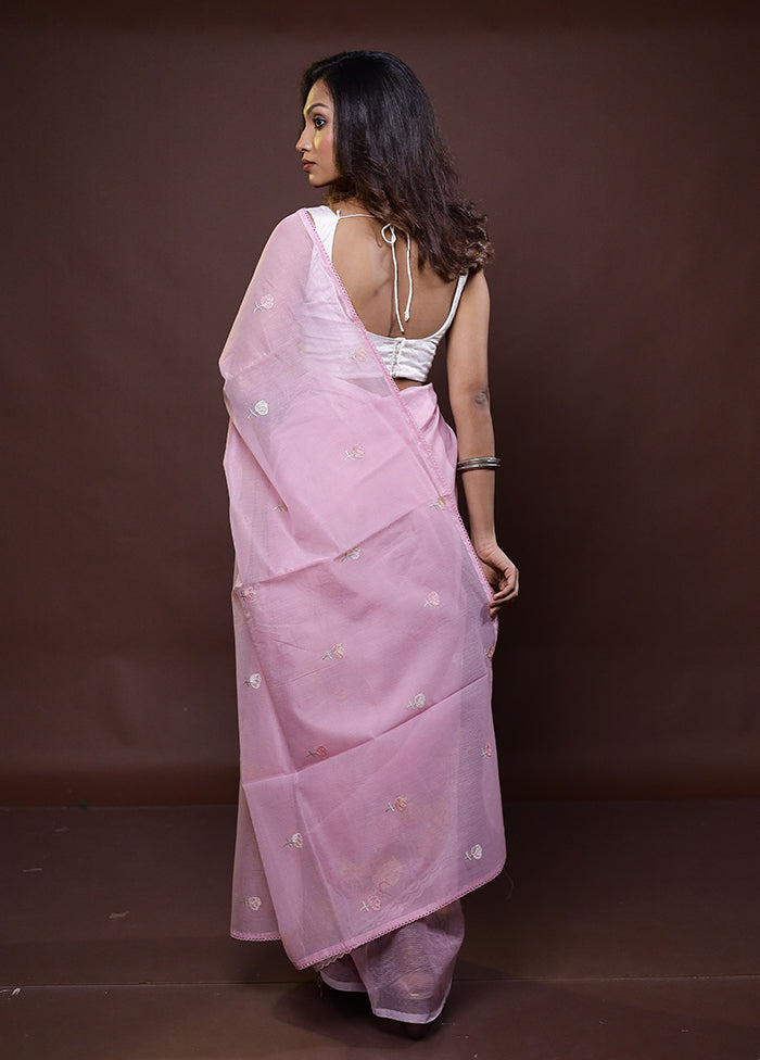 Pink Kota Cotton Saree With Blouse Piece