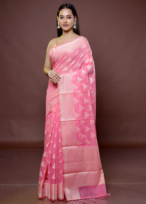 Pink Cotton Saree With Blouse Piece