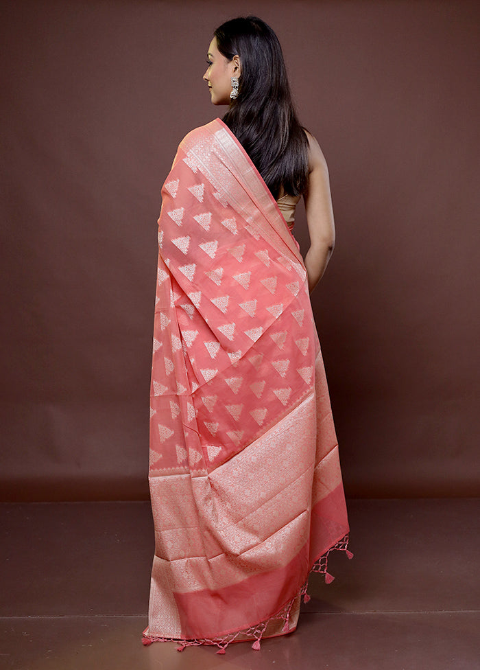 Pink Cotton Saree With Blouse Piece