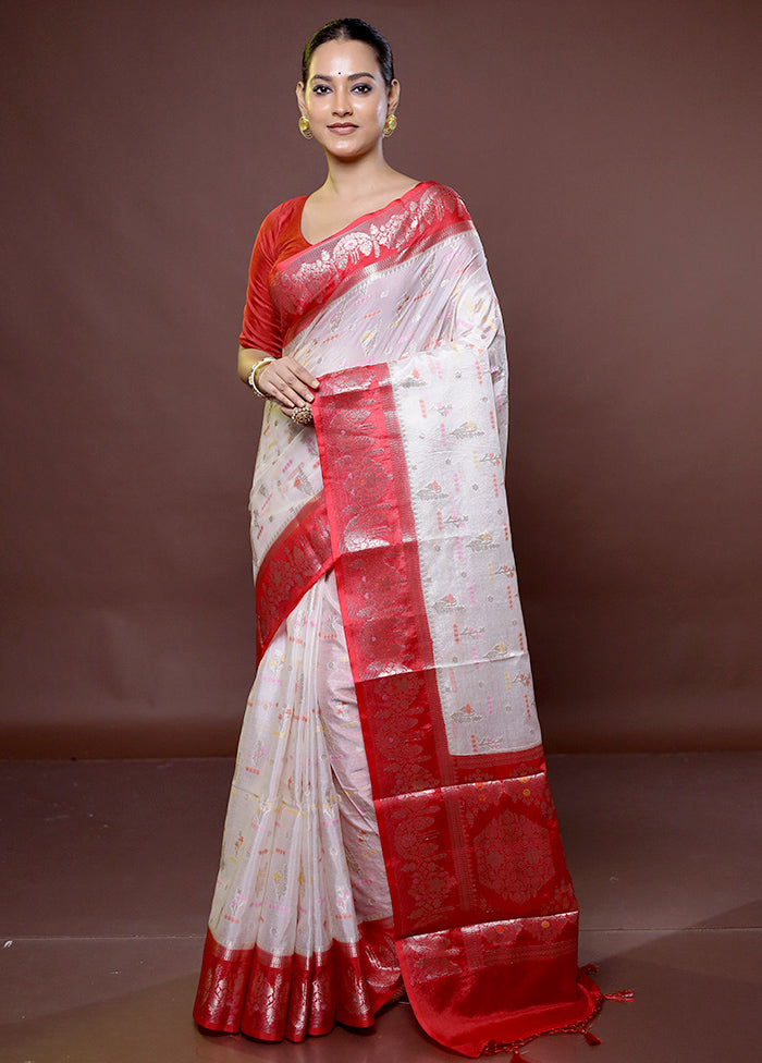 White Georgette Saree With Blouse Piece