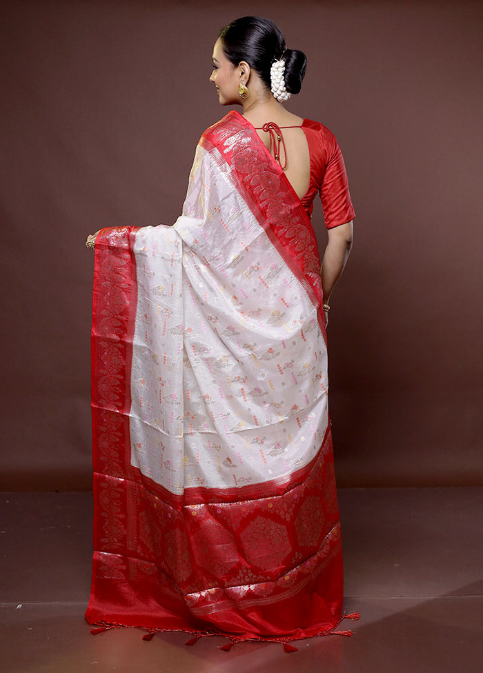 White Georgette Saree With Blouse Piece