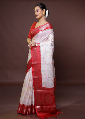 White Georgette Saree With Blouse Piece