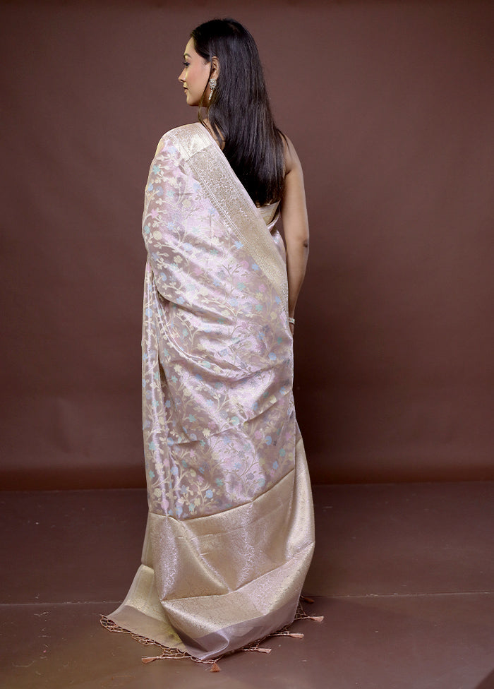 Pink Tissue Silk Saree With Blouse Piece