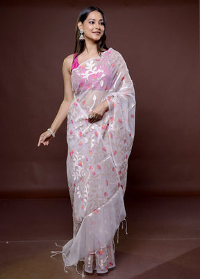 White Organza Saree With Blouse Piece