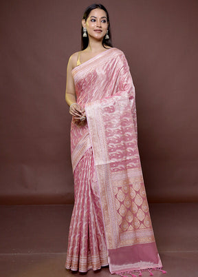 Pink Tissue Silk Saree With Blouse Piece