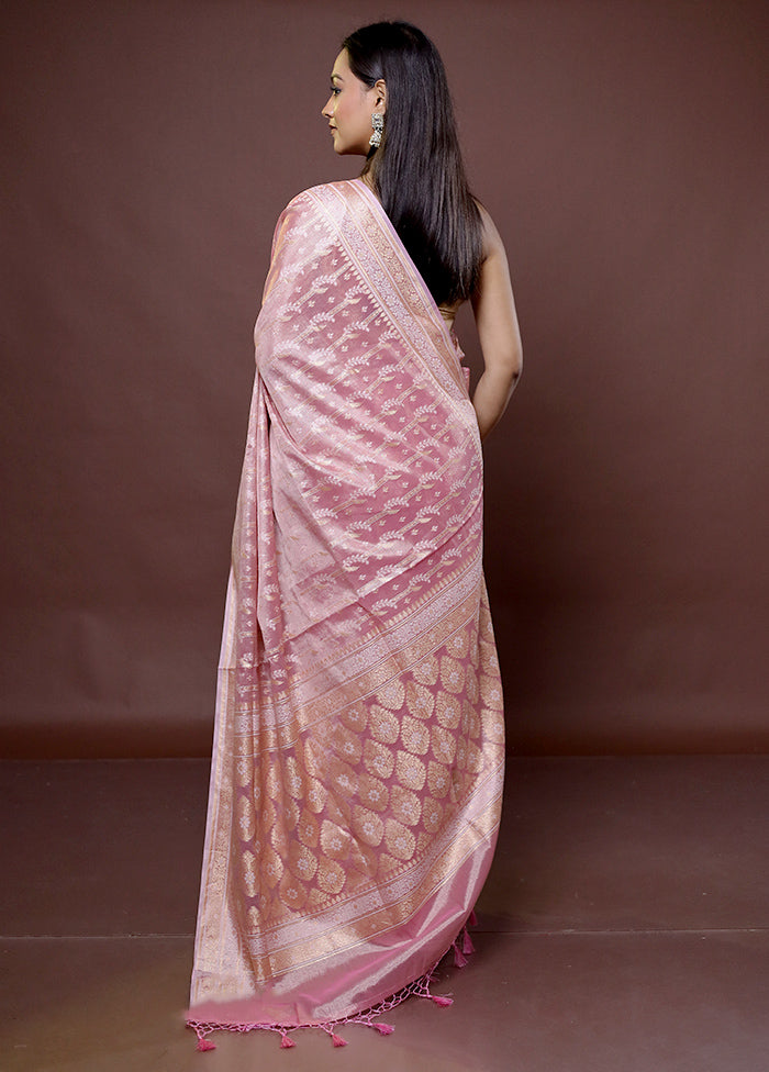 Pink Tissue Silk Saree With Blouse Piece