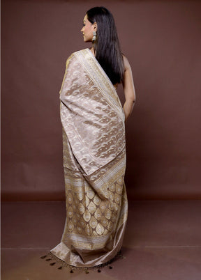 Cream Tissue Silk Saree With Blouse Piece