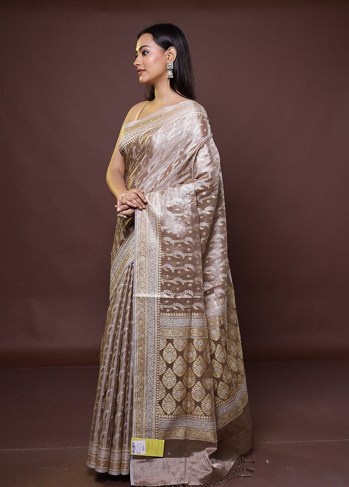 Cream Tissue Silk Saree With Blouse Piece