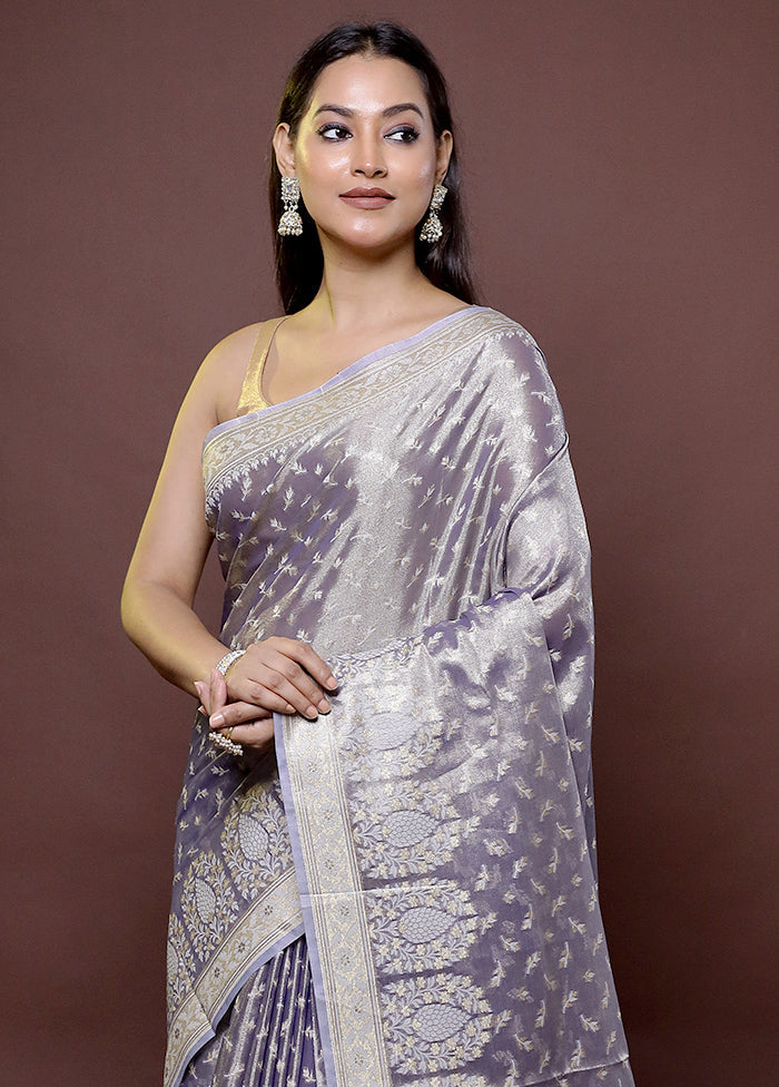 Purple Tissue Silk Saree With Blouse Piece