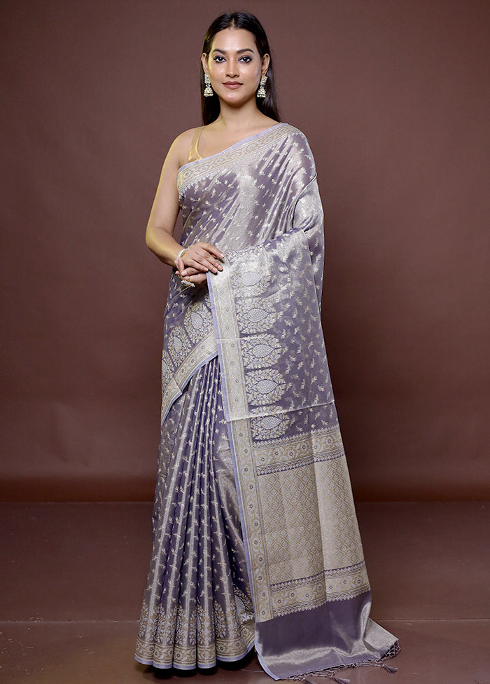 Purple Tissue Silk Saree With Blouse Piece