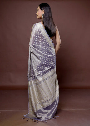 Purple Tissue Silk Saree With Blouse Piece