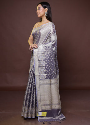 Purple Tissue Silk Saree With Blouse Piece