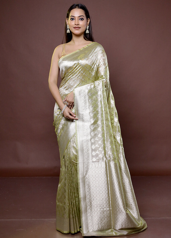 Green Tissue Silk Saree With Blouse Piece