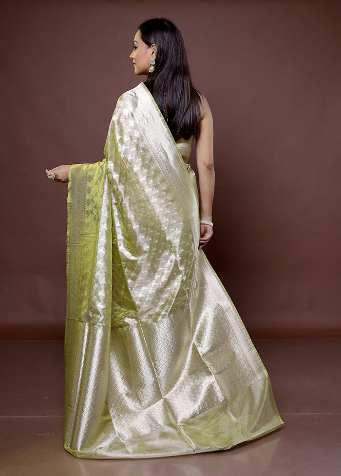 Green Tissue Silk Saree With Blouse Piece