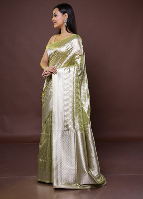 Green Tissue Silk Saree With Blouse Piece