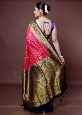 Pink Dupion Silk Saree With Blouse Piece