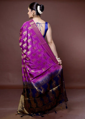 Purple Dupion Silk Saree With Blouse Piece