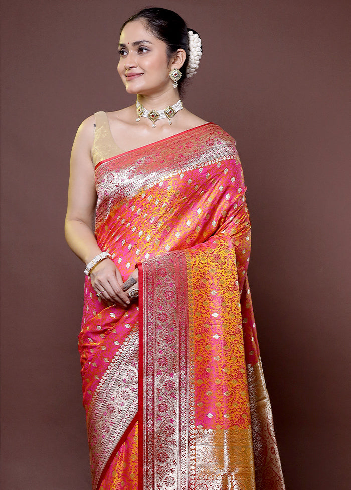 Rust Tanchoi Silk Saree With Blouse Piece