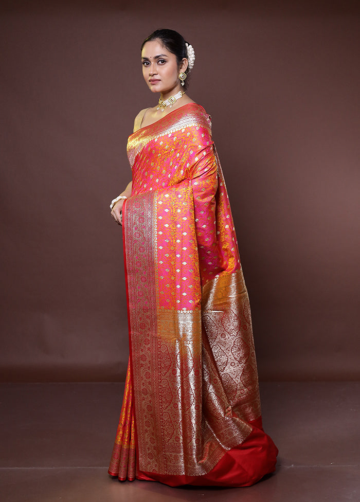 Rust Tanchoi Silk Saree With Blouse Piece