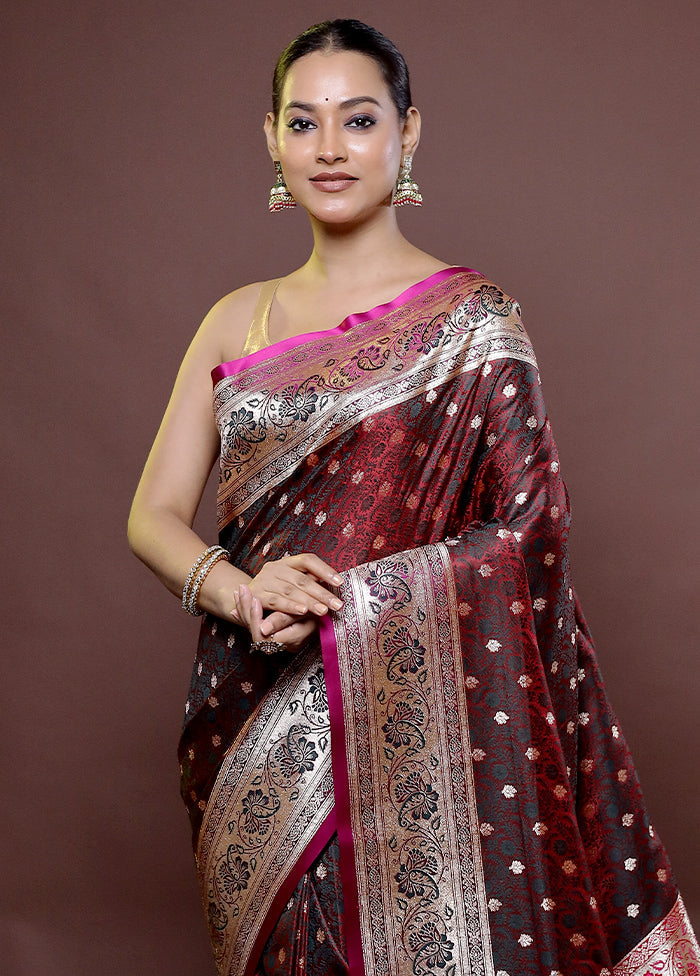 Maroon Tanchoi Silk Saree With Blouse Piece