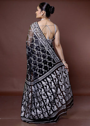 Black Tant Jamdani Saree Without Blouse Piece